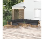 Conjunto de muebles de jardín vidaxl de 12 piezas con cojines de bambú gris oscuro