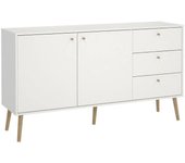 Aparador erina, aparador de salón, aparador de cocina, 147 x 39 x 82 cm, blanco