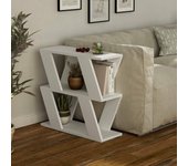 Mesa de café thalia, mesa de centro baja, revistero para sofá, estante de la sala de estar, 60x22h57 cm, blanco