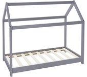Ml-design cama infantil tipi 80x160cm color gris claro con listones de madera de pino maciza mobiliario forma de casa tienda de campaña para niños