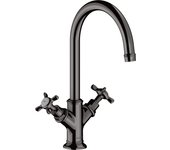 Mezclador de lavabo hansgrohe axor montreux de dos manijas 210, sin juego de desagüe, 16506330, color: polished black chrome