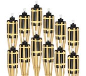 Juego de 12 antorchas de bambú para jardín, altura: 90 cm, antorchas de aceite con mecha