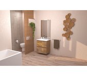 Mueble de baño belis + espejo empotrado - ancho: 60cm - acabado: madera - entregado montado