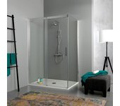 Mampara de ducha 150x70 con lateral fijo y apertura deslizante