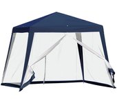 Carpa de jardín outsunny metal, poliéster azul 300x300x245 cm
