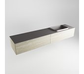 Mondiaz erin 200cm mueble de baño light brown grey con 2 cajones. con lavabo ridge derecho 1 orificio dark grey