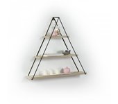 Librería de pared triangular tablón de anuncios piramidal de roble negro 74 x 13 x 61 h cm