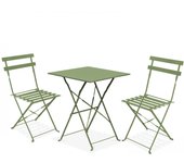 Mesa de jardín tipo bistró y 2 sillas plegables rome