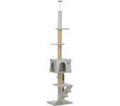 Árbol para gatos pawhut aglomerado de madera gris claro 48x40x265 cm d30-854v00lg