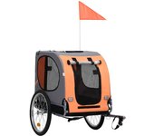 Vidaxl remolque de bicicleta para mascotas naranja y gris