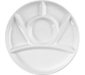 Platos de fondue de cerámica h&h de 6 compartimentos, 26 cm, color blanco