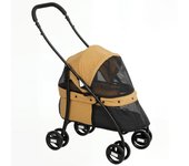 Cochecito para perros pawhut tela oxford, acero café 82x47x97 cm
