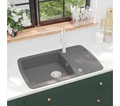 Vidaxl fregadero de cocina con un seno de granito gris