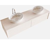 Mondiaz lush 150cm mueble de baño underlayment con 2 cajones. con lavabo doble 2 orificios blanco brillo