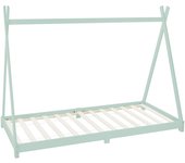 Ml-design cama infantil tipi 90x200cm color menta con listones de madera de pino maciza mobiliario forma de casa tienda de campaña para niños