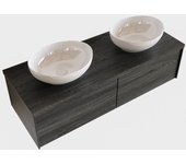 Mondiaz lush 120cm mueble de baño antracite con 2 cajones. con lavabo doble sin orificios blanco brillo