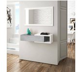 Muebles de entrada mcallen, pasillo con espejo, mueble recibidor con cajón, vaciadores de bolsillo para apartamentos, 95x26h69 cm, blanco y cemento
