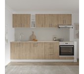 Set cocina haaus karo v18, madera natural/blanco, encimera thermo 28 mm, l 260 cm
