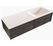 Mondiaz lush 120cm mueble de baño color dark brown con 2 cajones. con lavabo cloud derecho sin orificios color talc