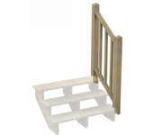 Kit de barandilla de madera de 3 peldaños louisiane - escalera exterior - pasamanos cortables - tratado en autoclave - garantía de 10 años