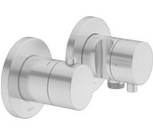 Keuco plan azul mezclador termostático de 2 vías empotrado con conexión de manguera y soporte de ducha, 53953171221, color: acabado en aluminio
