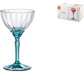 Copa florian de cristal transparente con base azul para champán de 24 cl