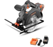 Sierra circular de mano sin cable fuxtec 20v fx-e1cs20 set con 1 batería de 4ah, 1 cargador de 1a