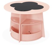 Mesa con pizarra y 4 sillas con almacenaje para niños, nephos, rosa, 70x70x49 cm