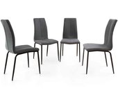 Pack 4 sillas comedor tapizadas ingrid, con respaldo alto y detalle lineal. asiento en tela gris y patas negras