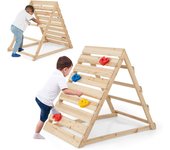 Costway triángulo escalada para niños, escalador triangular de doble cara con coloridas rocas y escaleras para escalar, triángulo de aprendizaje monte