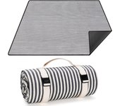 Manta de picnic extra grande de 150 x 200 cm, estera de picnic impermeable para la playa, estera de camping plegable con correa de transporte, rayas