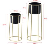 Juego de 2 soportes para plantas, juego de macetas, juego de macetas, jarrón de metal, caja de flores, di 03_0006050