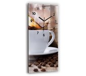 Moderno reloj de pared de cristal impreso | una taza de cafe | 30x60 | puntas negras
