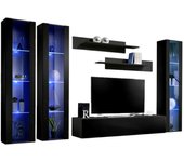 Mueble de tv fly c2 de diseño, color negro brillante. mueble colgante moderno y a la moda para su sala de estar.