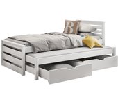 Cama henderson 170, individual con una cama supletoria-nido, blanco, 90x200, 90x190, madera, somieres, 98x212x82cm