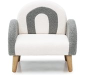 Sillón de peluche con respaldo y apoyabrazos acolchado de esponja, sofá ergonómico para niños de 3 a 5 años, para dormitorio, gris