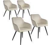 Juego de 4 sillas patas negras salón asiento cocina comedor diseño elegante terciopelo beige 08_0000079