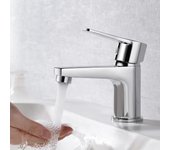 Grifo monomando para lavabo de baño - diseño elegante, grifo mezclador cromado, grifo extraíble de cerámica silencioso, color plateado