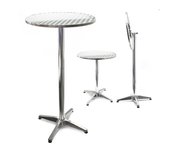 Mesa alta bar bistro aluminio plegable ajuste de altura 74/114cm diámetro 60cm salón 16_0002490