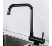 Grifo de cocina extraíble de acero inoxidable, grifo plegable, grifo de agua caliente y fría, negro con manguera de entrada de agua