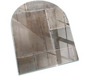 Placa de cristal para chimenea, zócalo protector de chimenea, diseño moderno | 80x70 | rectángulo | patrón de chapa perforada