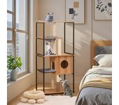 Árbol para gatos con estructura de metal, árbol rascador para gatos 160 cm 5 niveles con percha acolchada, amplias plataformas, hamaca, rascador,