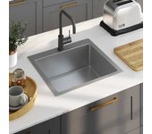 Vidaxl fregadero de cocina hecho a mano acero inoxidable
