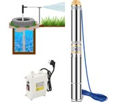 Bomba de pozo profundo 4» bomba de agua sumergible, eléctrica 1100w, 4000l/h bomba sumergible cable eléctrico 20m, longitud máxima de la bomba 81m