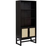 Jolene|librería con 2 puertas y 2 estantes en pino espresso