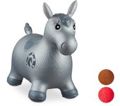 Relaxdays saltador hinchable caballo para niños hasta 50 kg sin bpa, plástico, gris, 48 x 26 x 58 cm