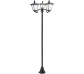 Faroles solares de jardín con 3 llamas led, 120 lúmenes, ip44, acero inoxidable negro, iluminación exterior, 51,5 x 47 x 182,5 cm