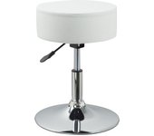 Silla taburete negro regulable en altura piel sintética blanca tabo09030