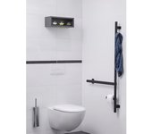 Barra de soporte pmr para discapacitados gama pro pellet en l multifunción 551x1050mm portarrollos y perchero antracita