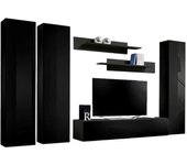 Mueble de tv fly de diseño, color negro brillante. mueble colgante.